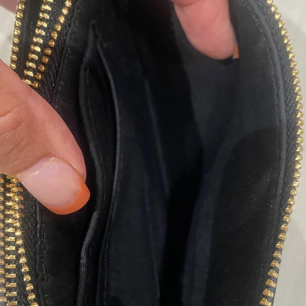 Coach Black Leather Double Zip Wristlet